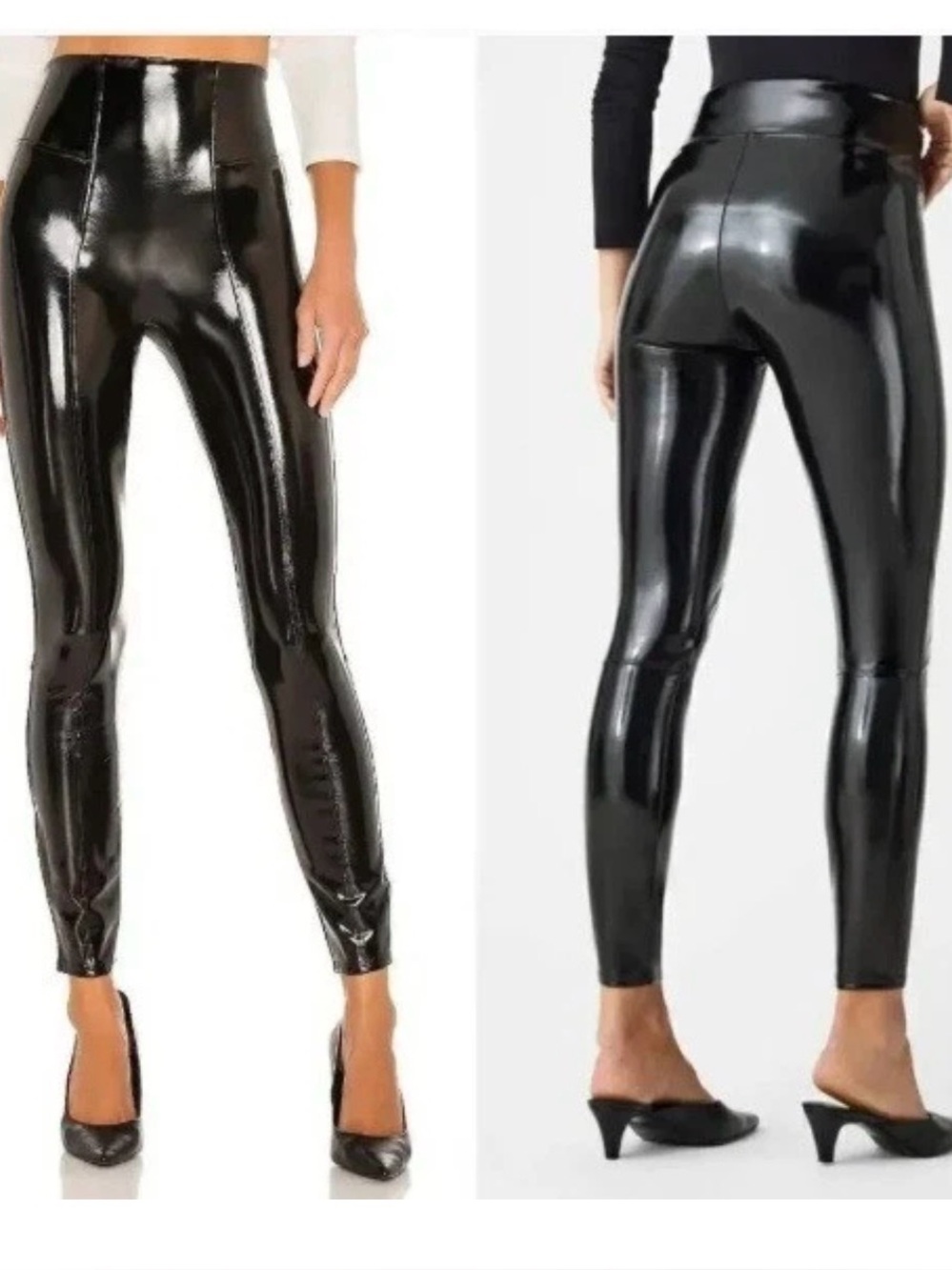 SPANX Faux Patent Leather Leggings Classic Black Size Medium